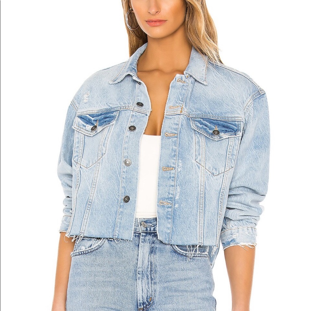 Free People Amelia Slouchy Trucker Jacket in Washed Denim